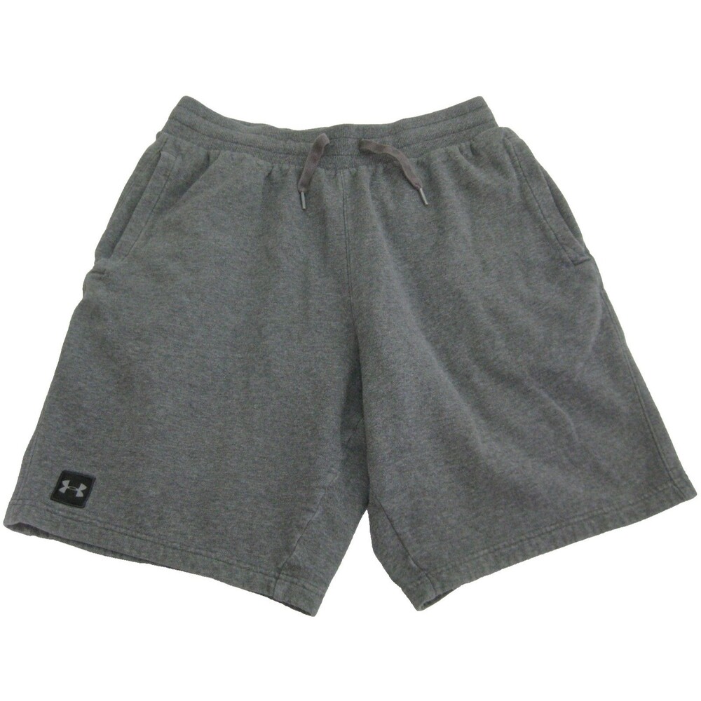 Uniqlo Gray Sweat Short Mens Large Athletic Logo Short Pants Pockets Drawstring